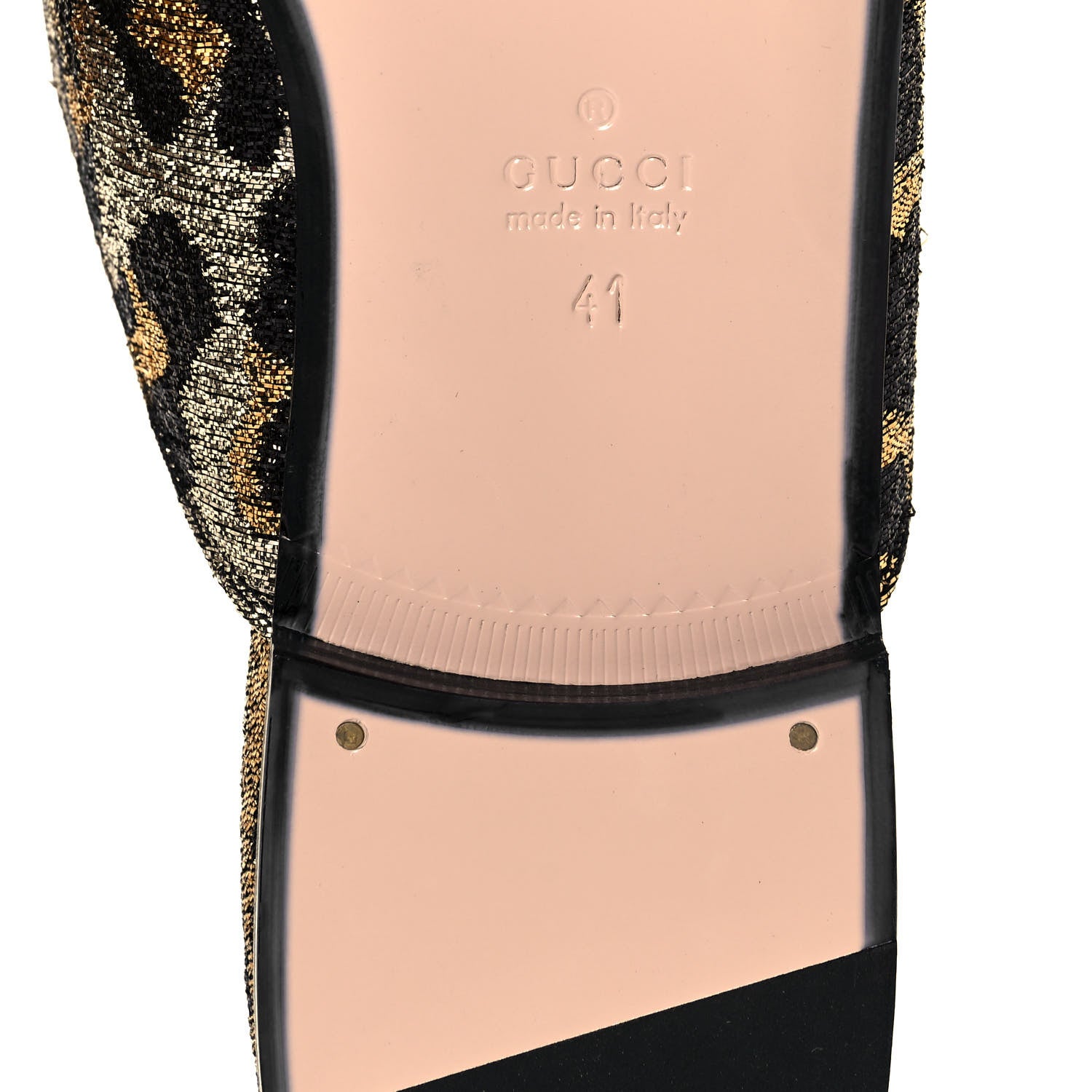 Gucci Lurex Jacquard Leopard Embroidered Womens Princetown Slippers 41 Black Gold 6 of 9
