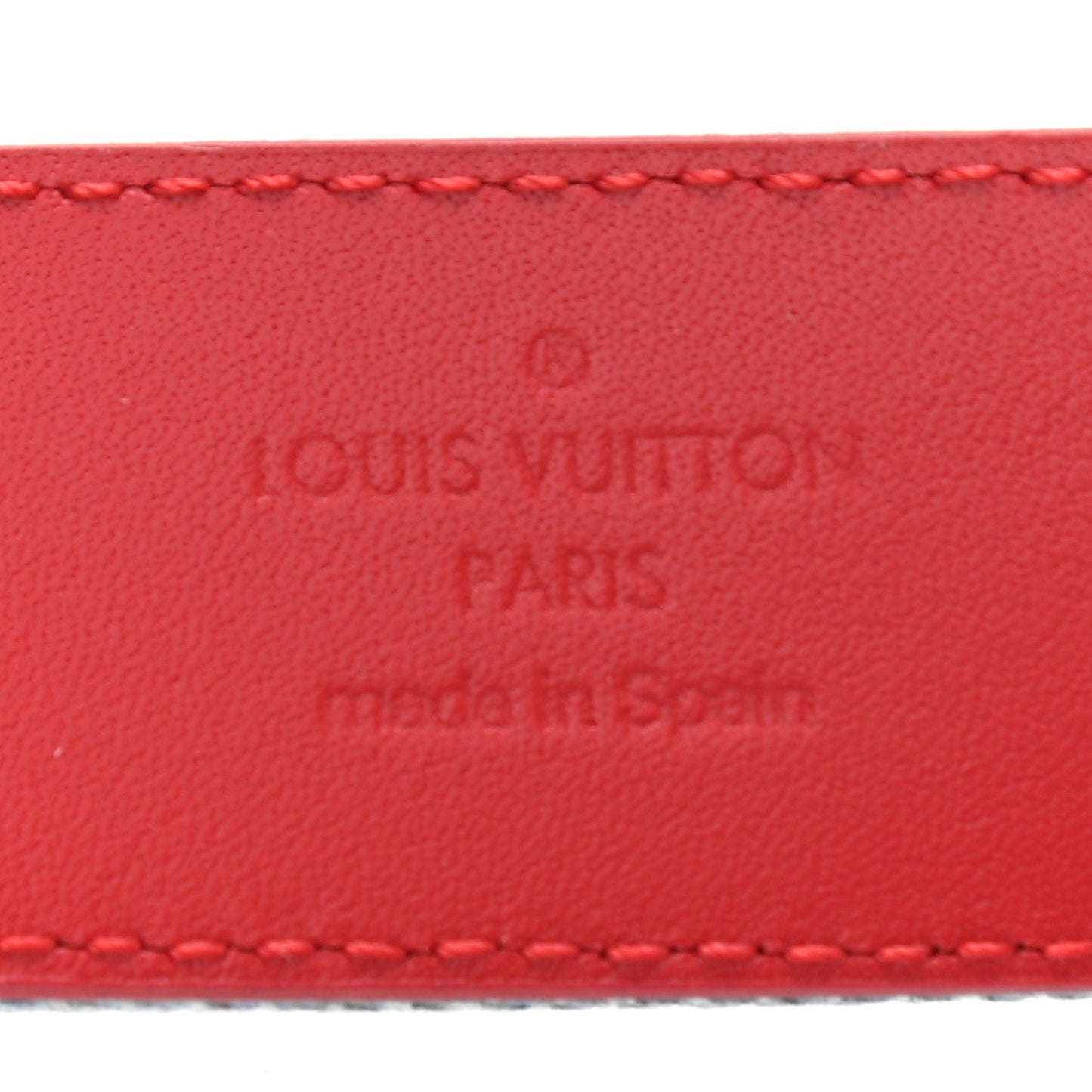 Denim Damier Monogram Patchwork 30mm Iconic Reversible Belt 80 32 Blue Rouge