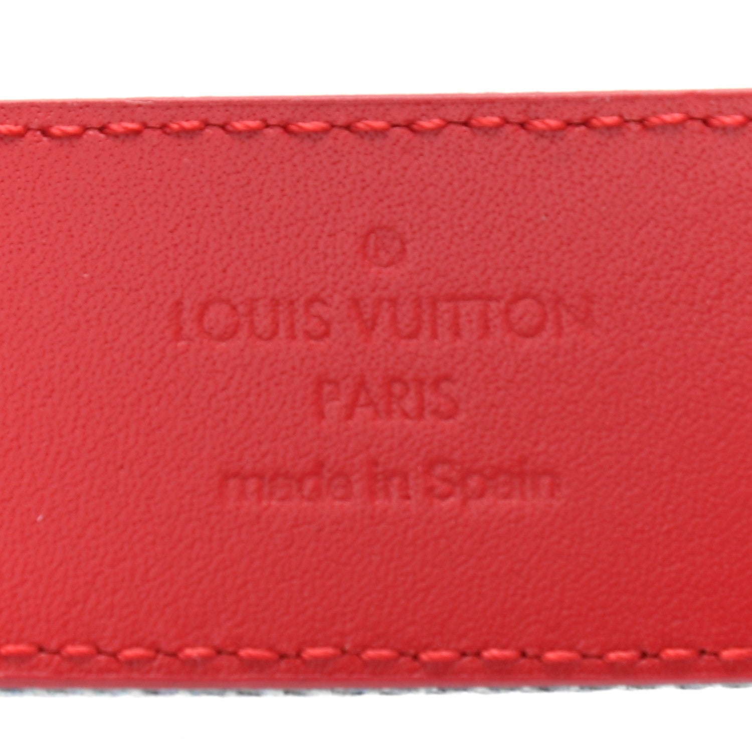 Louis Vuitton Denim Damier Monogram Patchwork 30mm Iconic Reversible Belt 80 32 Blue Rouge 7 of 11