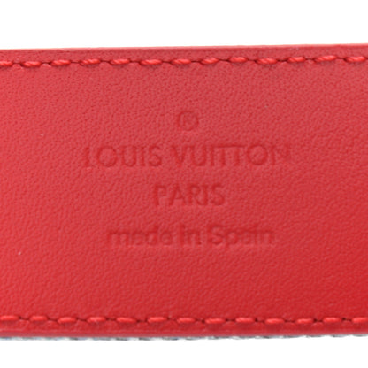 Louis Vuitton Denim Damier Monogram Patchwork 30mm Iconic Reversible Belt 80 32 Blue Rouge 7 of 11