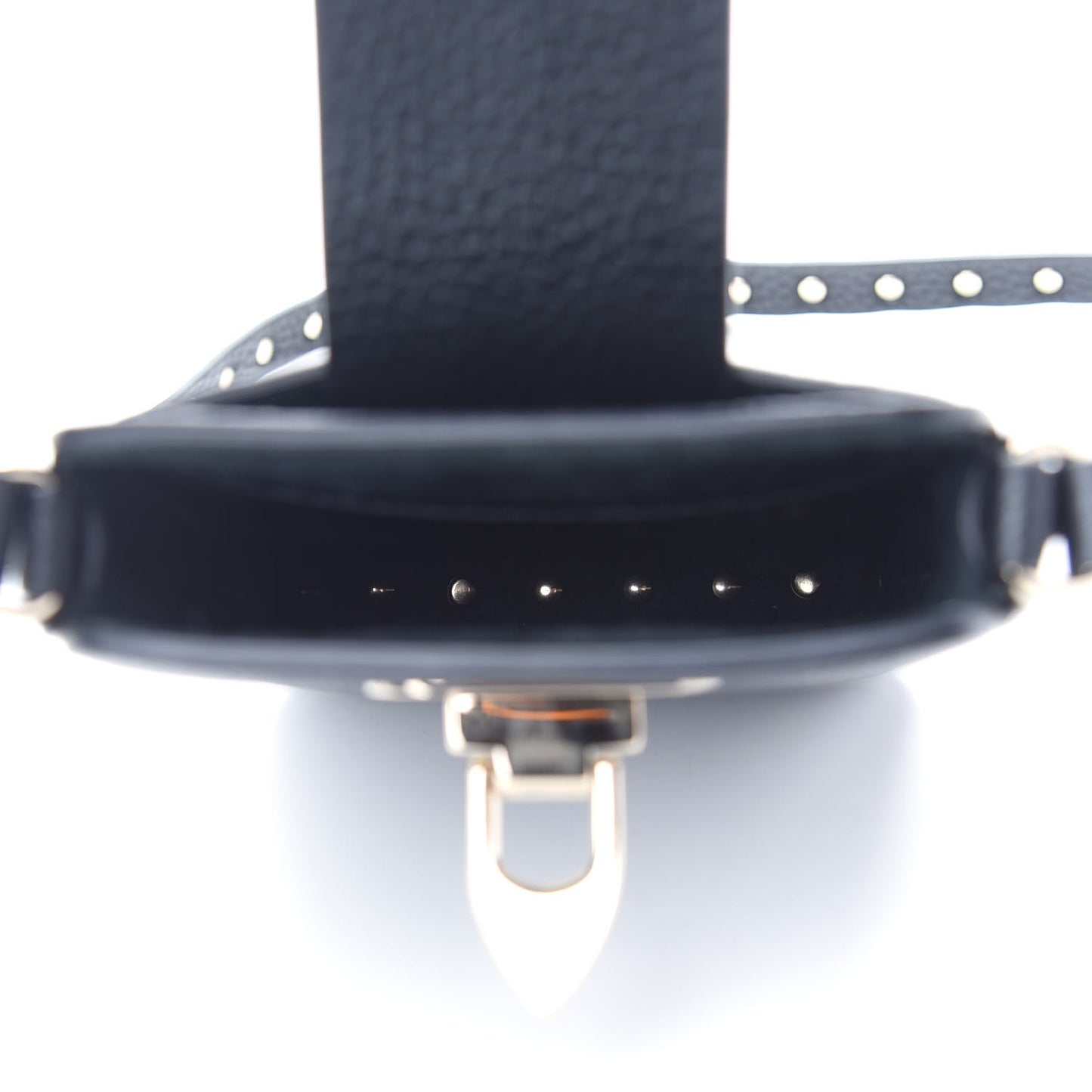 Grained Calfskin Rockstud Crossbody Phone Case Black
