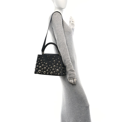 Louis Vuitton LV X YK Taurillon Brass Metal Dots Capucine MM Black 2 of 9