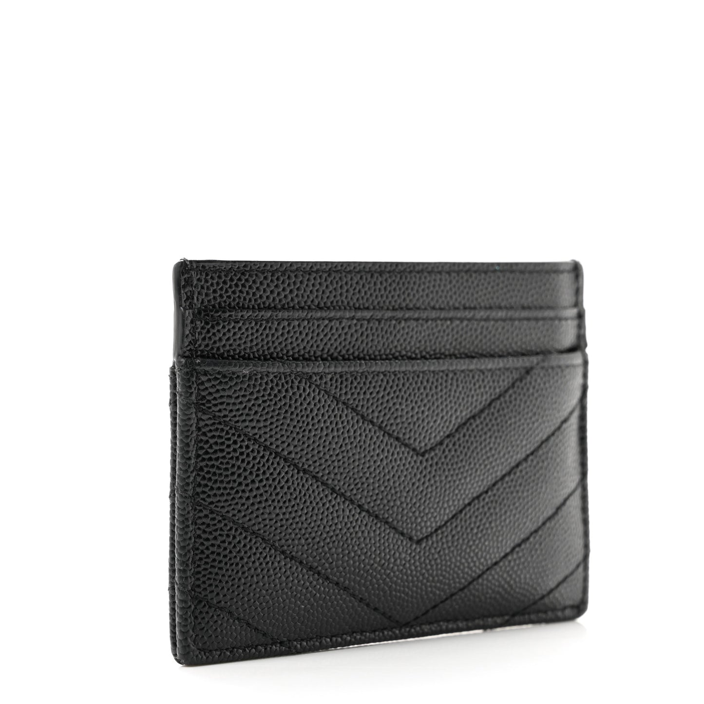 Grain De Poudre Matelasse Chevron Monochrome Monogram Credit Card Case Black