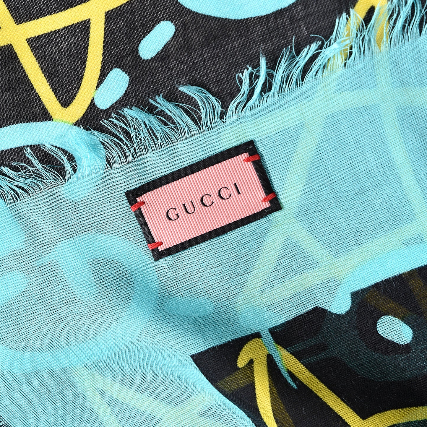 Modal Silk GucciGhost Print Shawl Black Multicolor