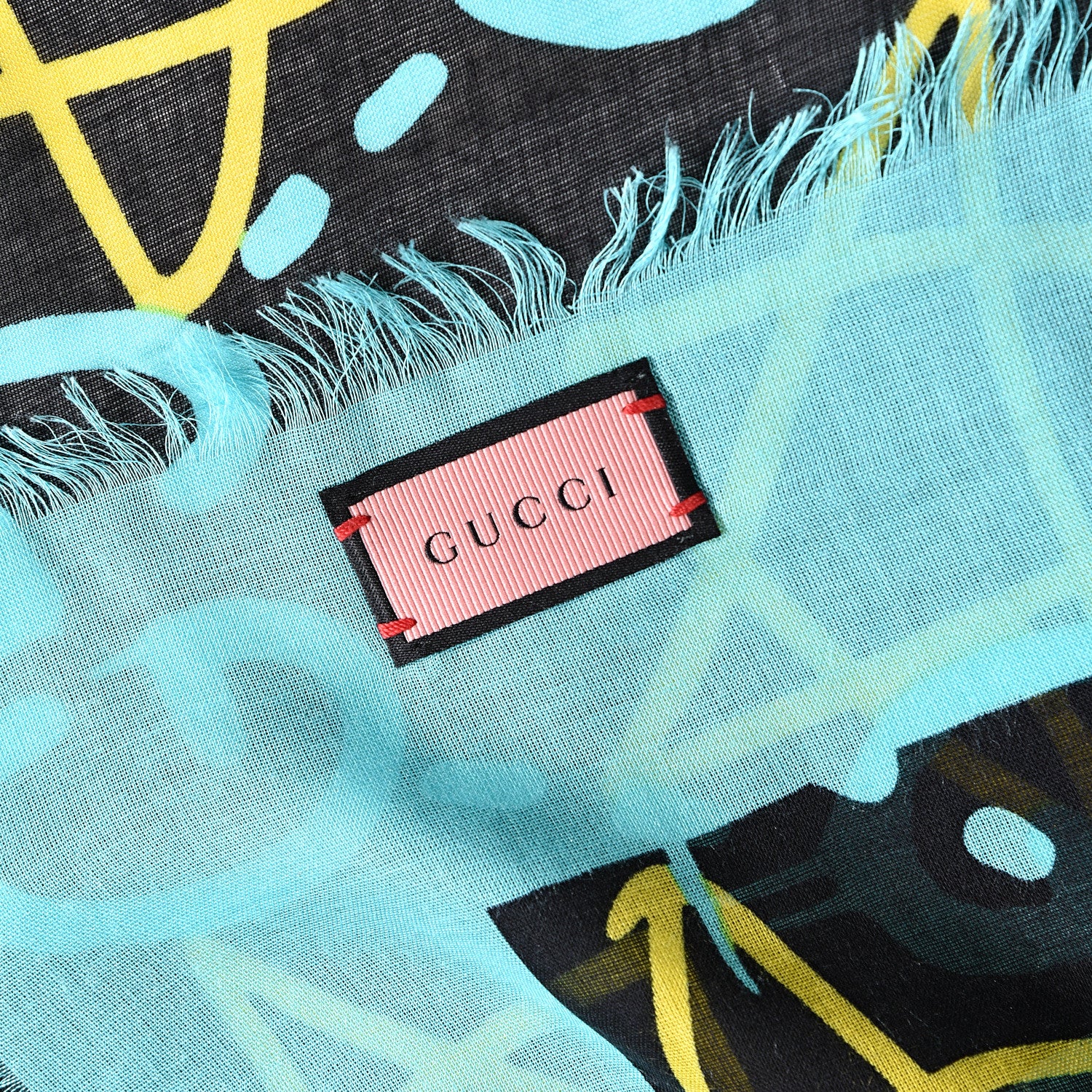 Gucci Modal Silk GucciGhost Print Shawl Black Multicolor 3 of 4