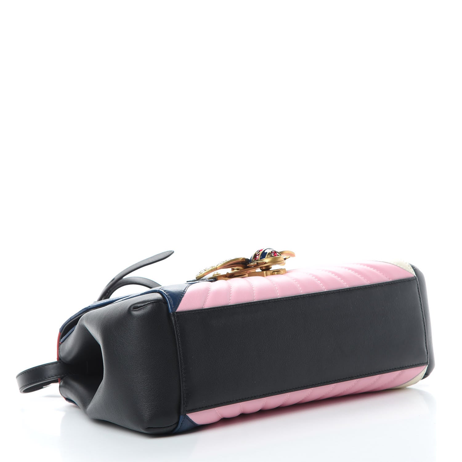 Gucci Calfskin Bamboo Trapuntata Queen Margaret Top Handle Bag Blue Agata Hibiscus Red Mystic White Sugar Pink 5 of 11