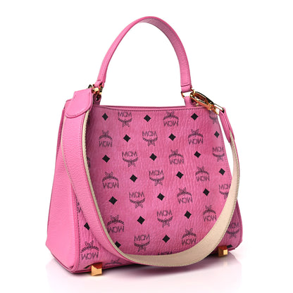 MCM Visetos Small Corina Shoulder Bag Pink 3 of 9