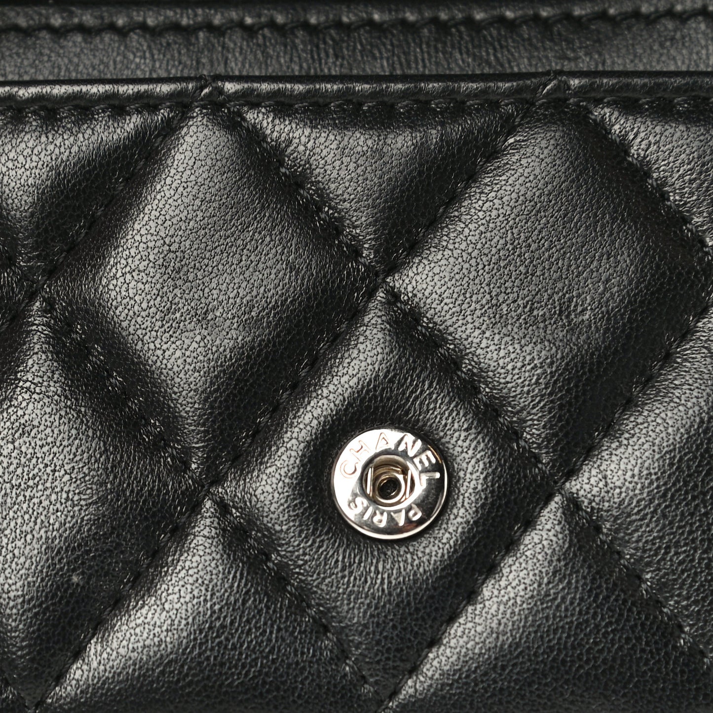 Lambskin Quilted Flap Card Holder Wallet Black