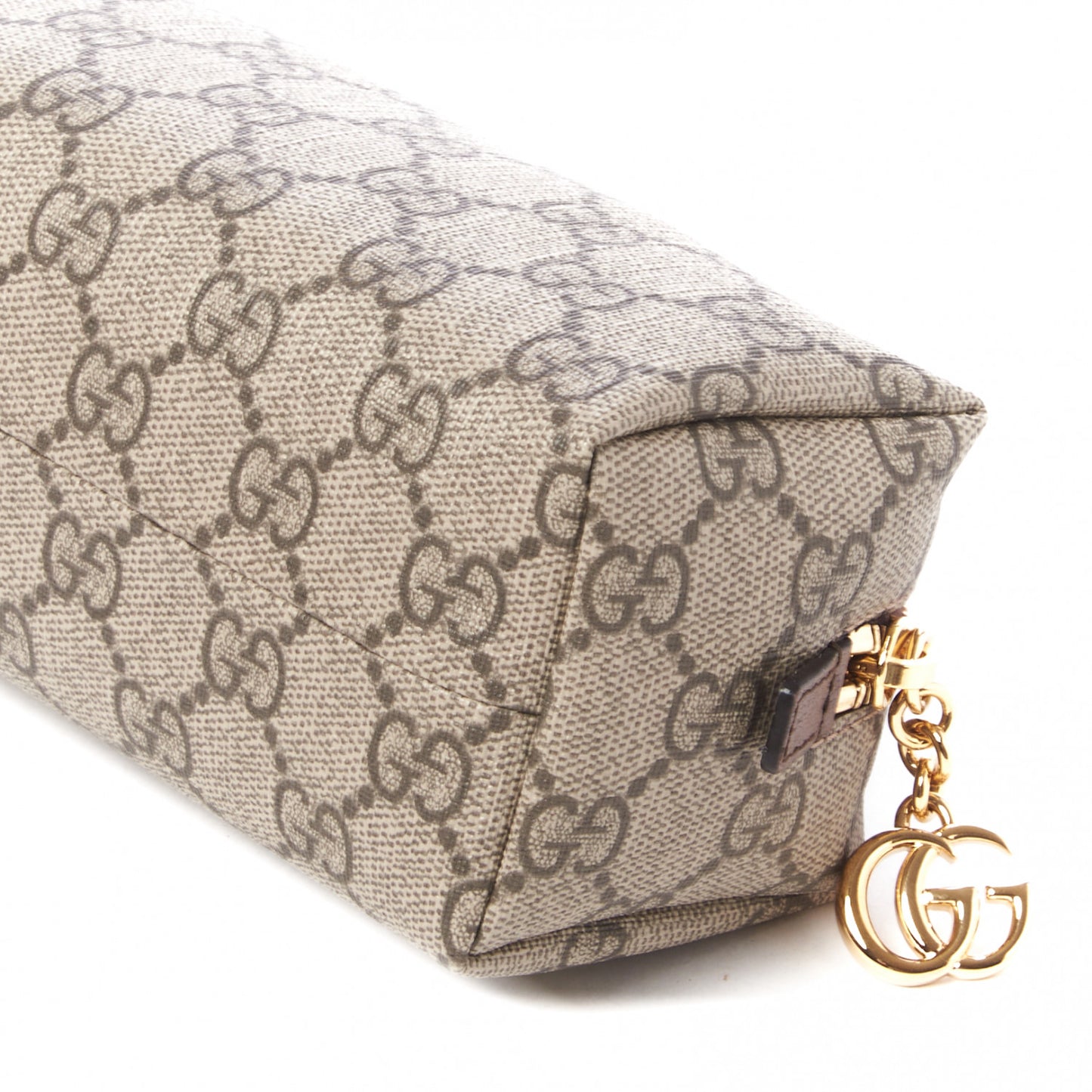 Soft GG Supreme Monogram Calfskin Small Ophidia Cosmetic Case Beige Ebony New Acero