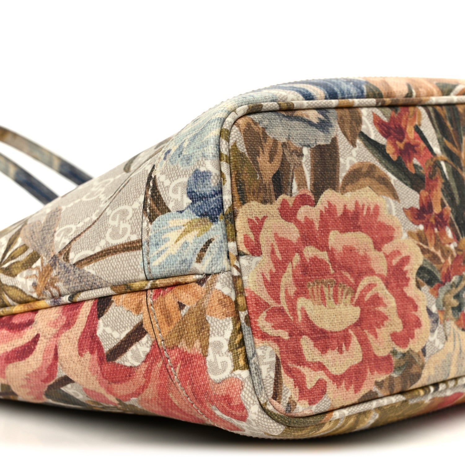 Gucci GG Supreme Monogram Water Flora Web Small Ophidia Tote Beige White Multicolor 10 of 11