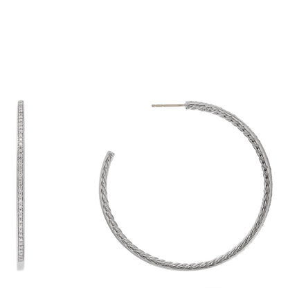 David Yurman Sterling Silver Diamond Large Pave Hoop Earrings 1 of 4