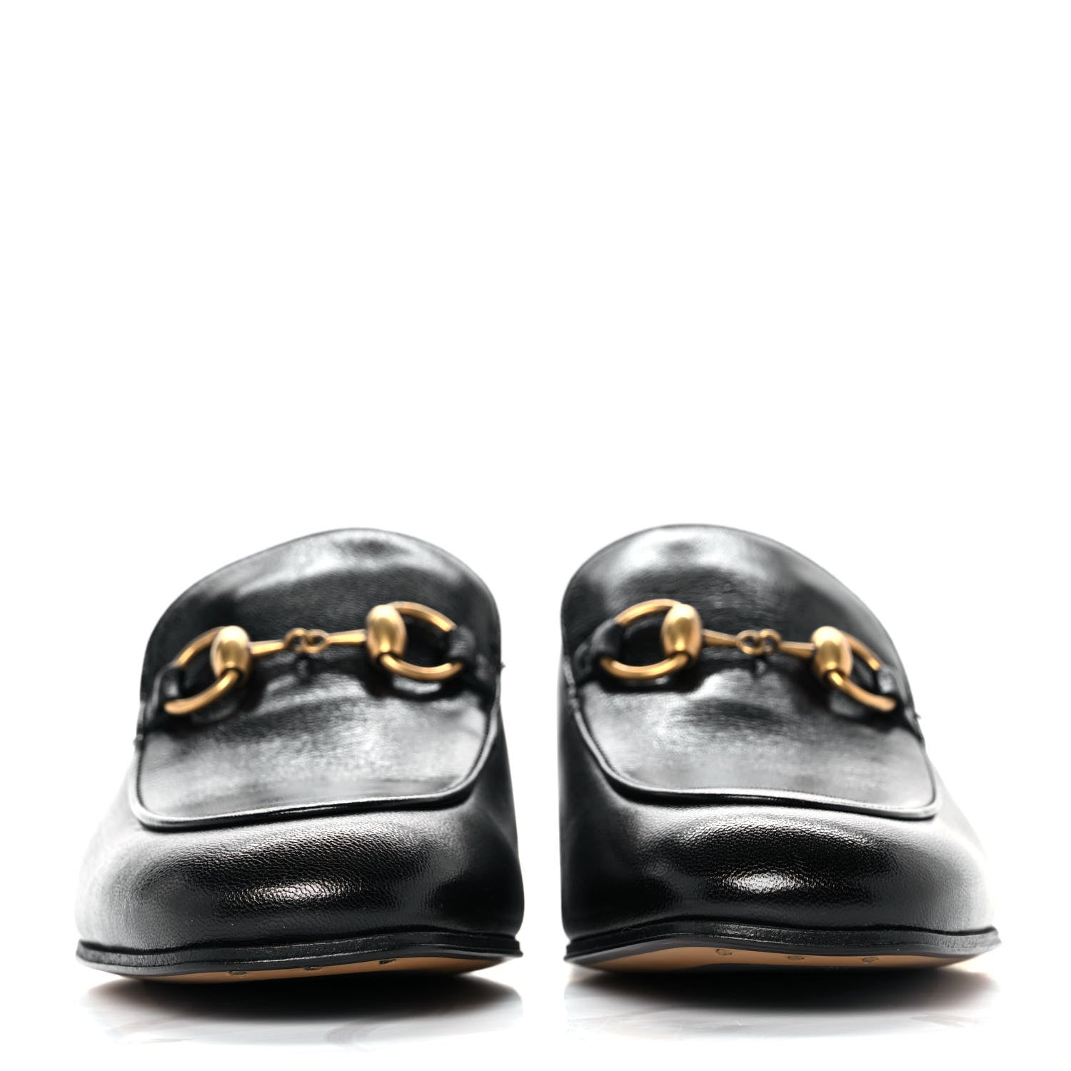 Gucci Goatskin Womens Horsebit Mid-Heel Loafers 38.5 Black 2 of 10
