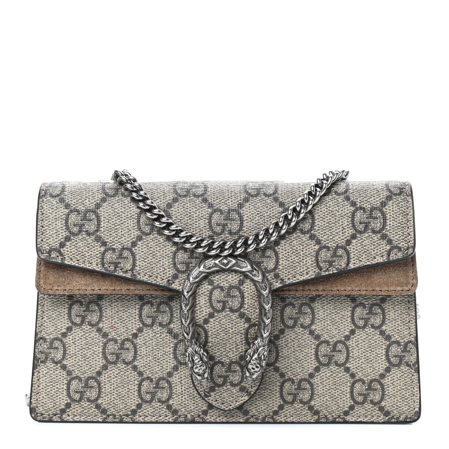 Gucci GG Supreme Monogram Super Mini Dionysus Shoulder Bag Taupe 1 of 8
