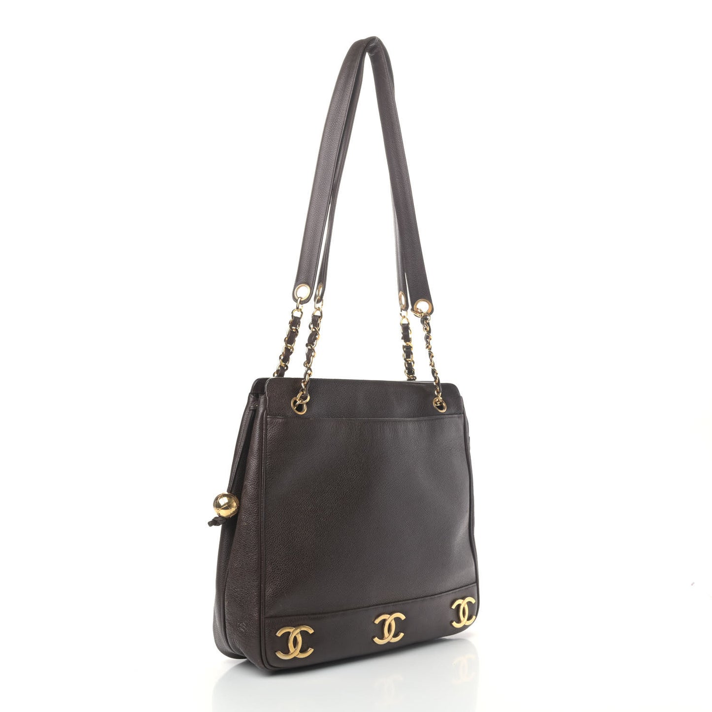 Caviar CC Shoulder Bag Dark Brown
