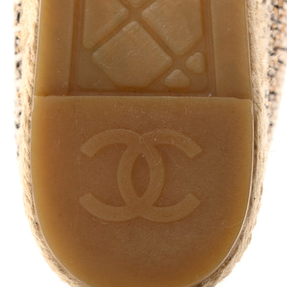 Chanel Metallic Tweed Grosgrain CC Espadrilles 35 Beige Black 8 of 9