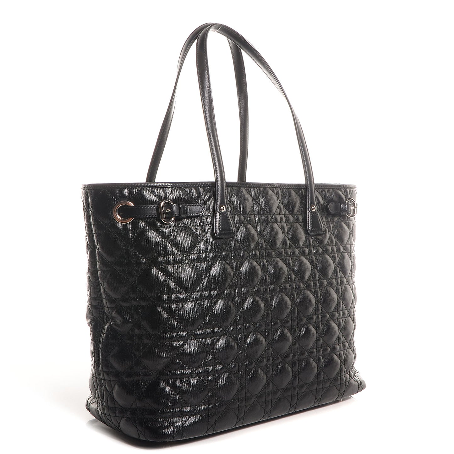 Coated Canvas Cannage Medium Panarea Tote Black