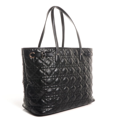 Christian Dior Coated Canvas Cannage Medium Panarea Tote Black 3 of 8