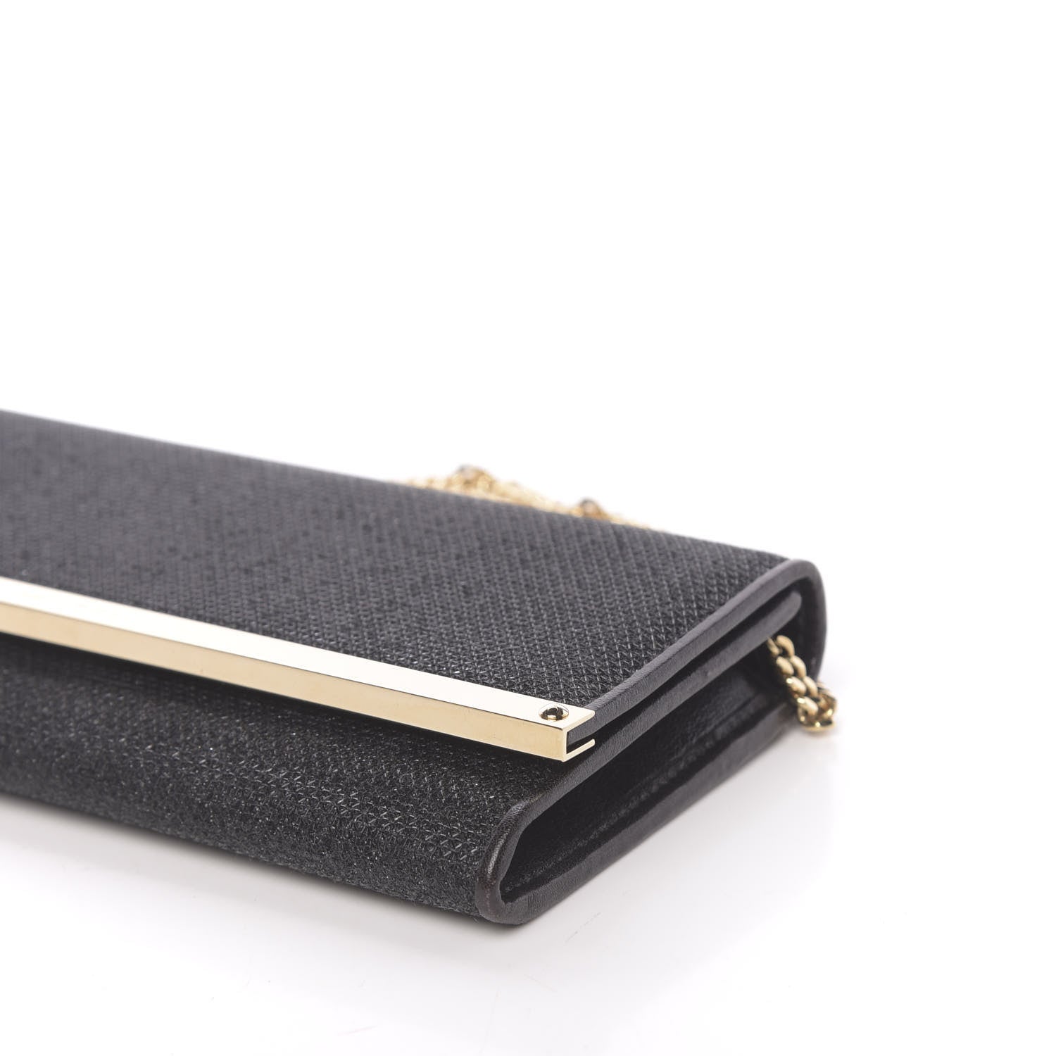 Jimmy Choo Glitter Fabric Milla Chain Wallet Black 8 of 10