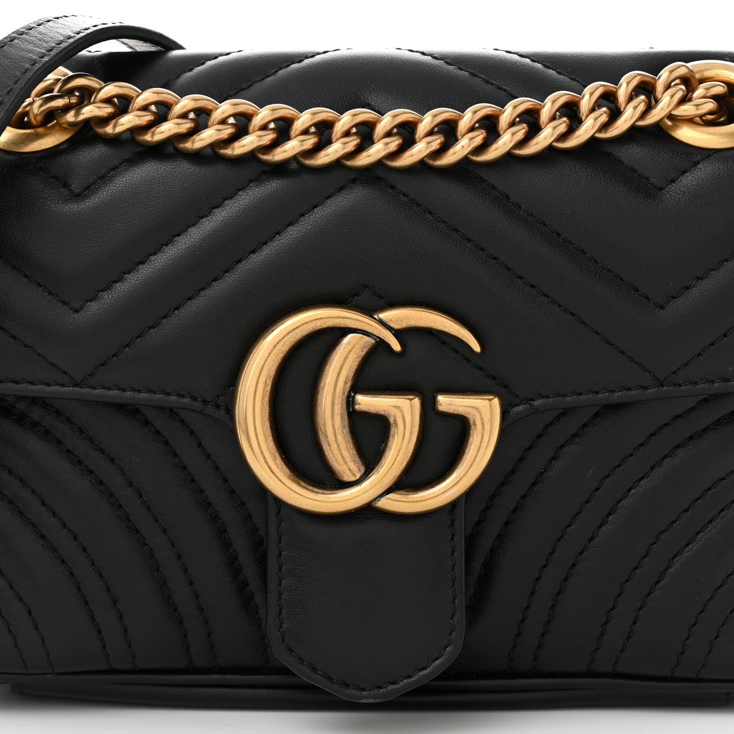 Gucci Calfskin Matelasse Mini GG Marmont Shoulder Bag Black 8 of 10