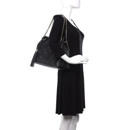 Gucci Pebbled Calfskin Medium Soho Chain Shoulder Bag Black 2 of 8