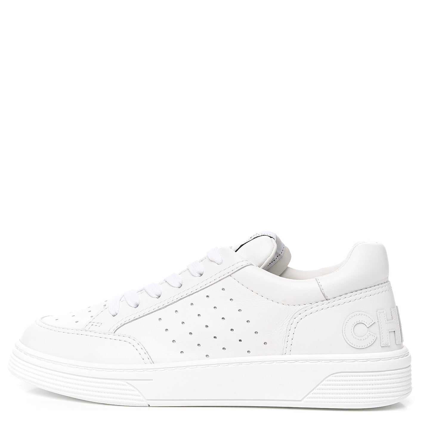 Calfskin Womens Logo Sneakers 40.5 White