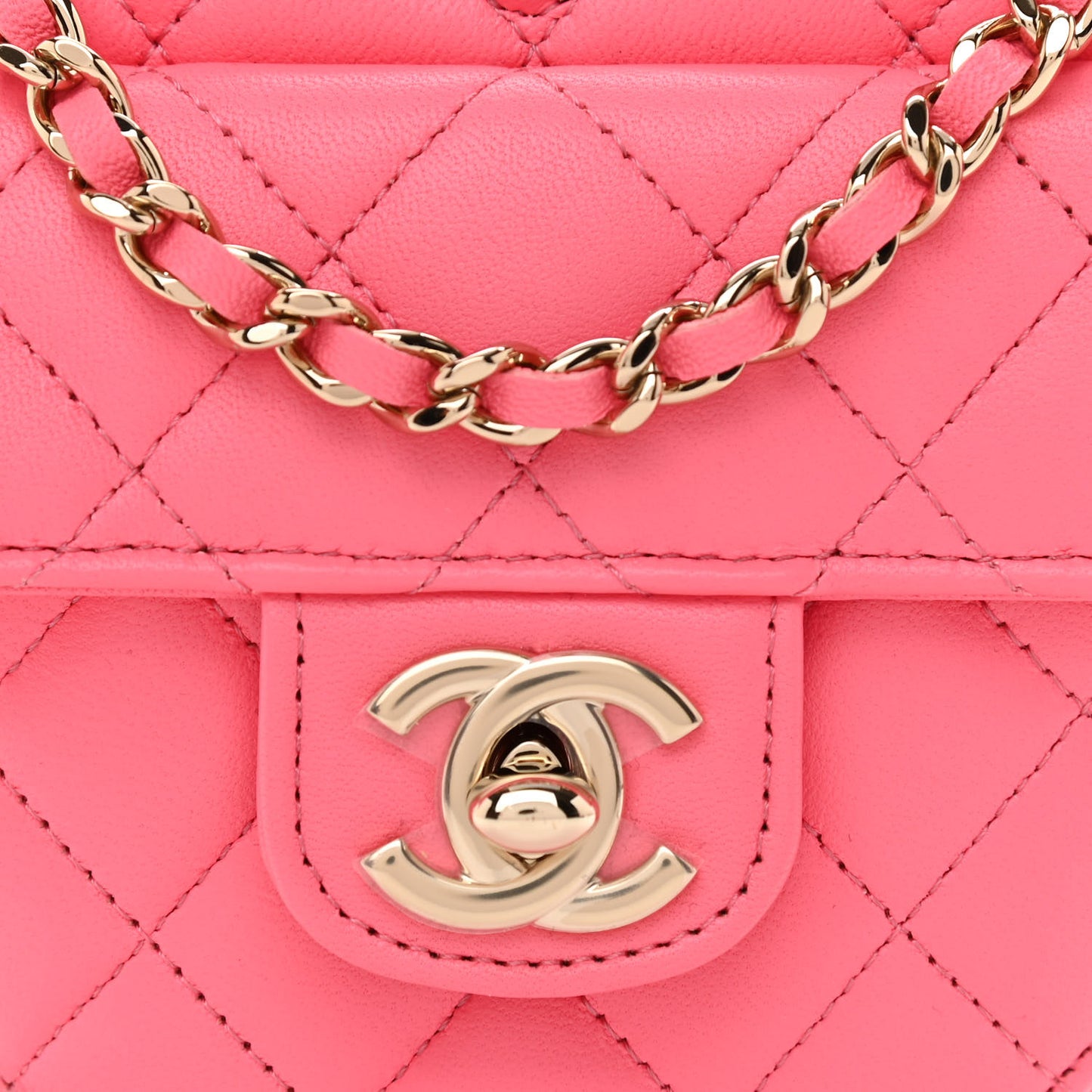 Lambskin Quilted CC In Love Heart Clutch With Chain Pink
