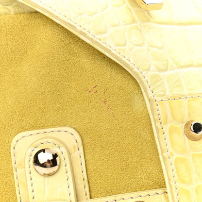 Versace Calfskin Crocodile Embossed Canyon Bag Yellow 9 of 12