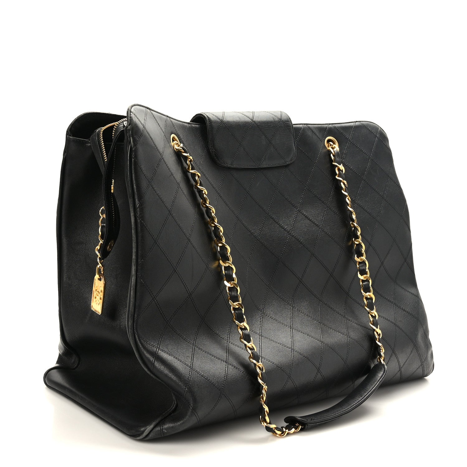 Chanel Calfskin Stitched XL Weekender Black 3 of 12