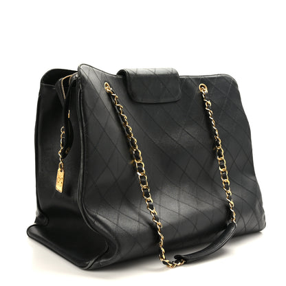 Chanel Calfskin Stitched XL Weekender Black 3 of 12