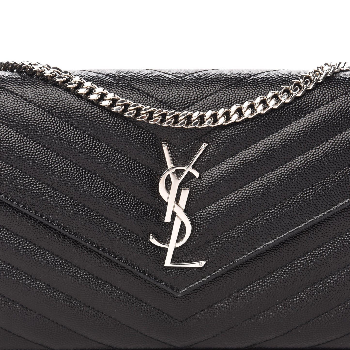 Grain De Poudre Matelasse Chevron Monogram Chain Wallet Black