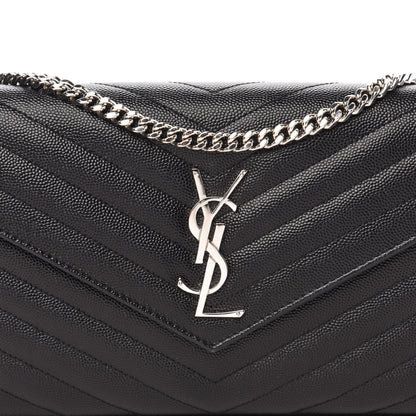 Saint Laurent Grain De Poudre Matelasse Chevron Monogram Chain Wallet Black 9 of 10