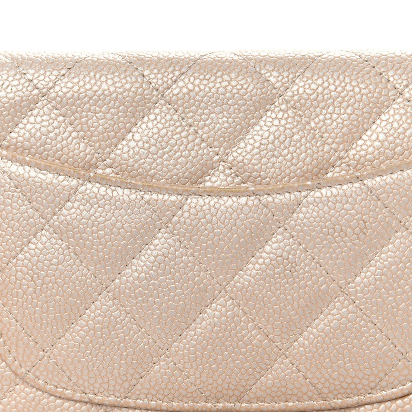 Pearly Caviar Quilted Wallet On Chain WOC Beige