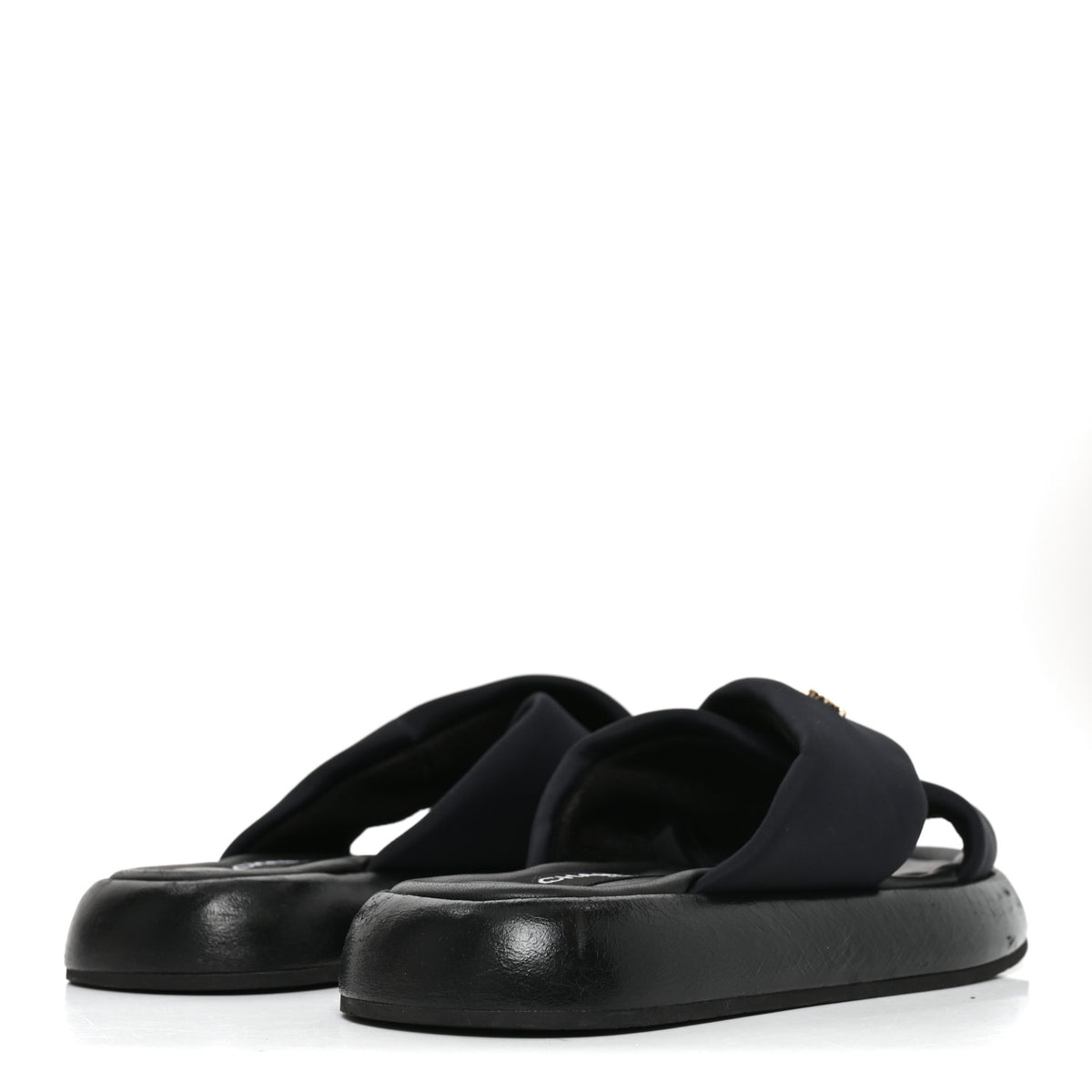 Chanel Fabric CC Mules Sandals 38 Black 4 of 8