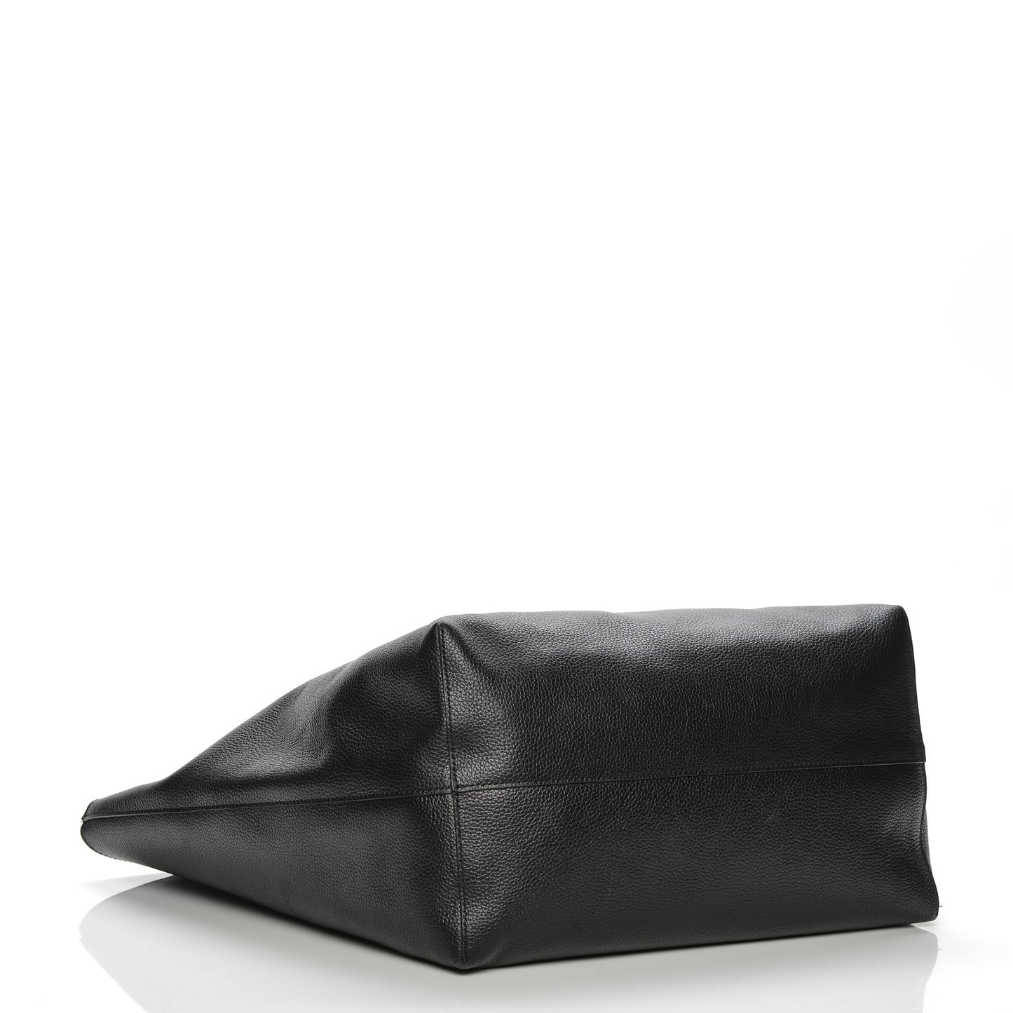 Grained Calfskin Skull Open Shopper Tote Black