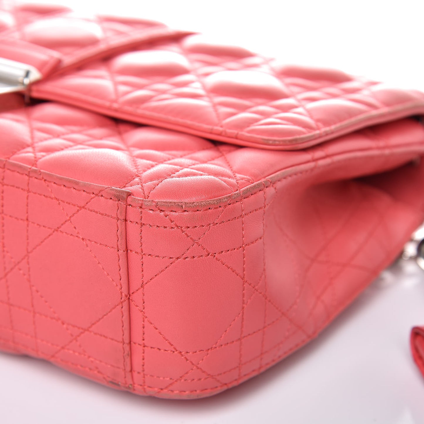 Lambskin Cannage Medium Miss Dior Flap Coral