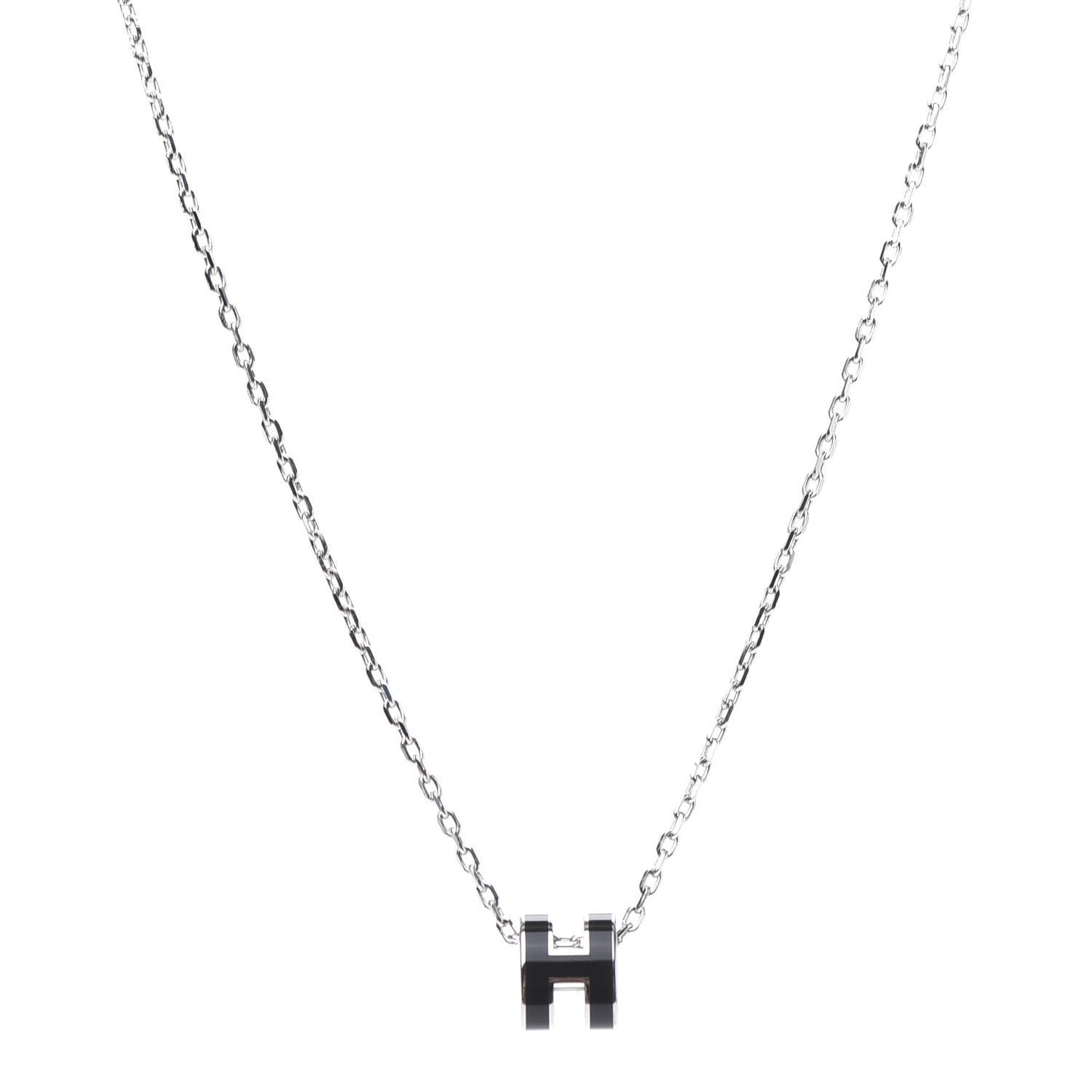 Lacquered Palladium Pop H Pendant Necklace Black
