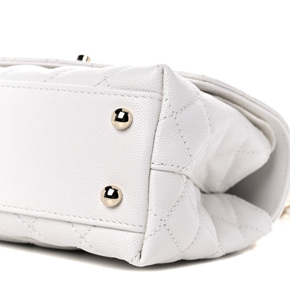 Chanel Caviar Quilted Mini Coco Handle Flap White 9 of 10