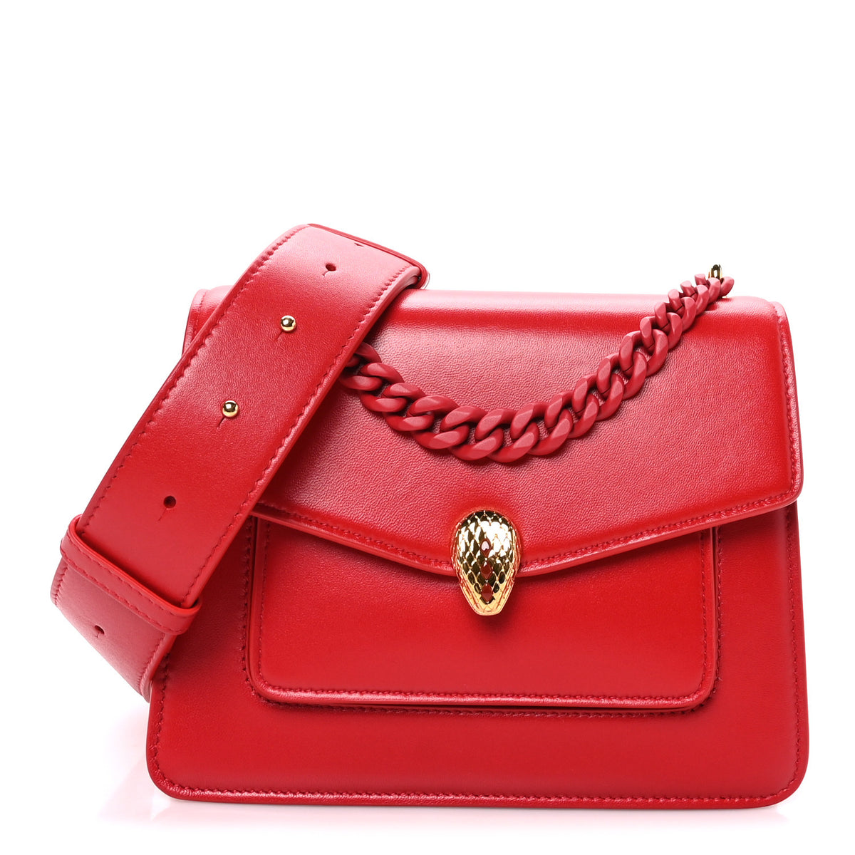 Nappa Monochrome Serpenti Forever Large Maxi Chain Crossbody Bag Red