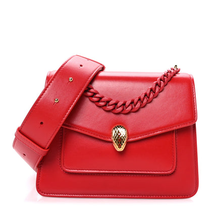 Bulgari Nappa Monochrome Serpenti Forever Large Maxi Chain Crossbody Bag Red 1 of 10