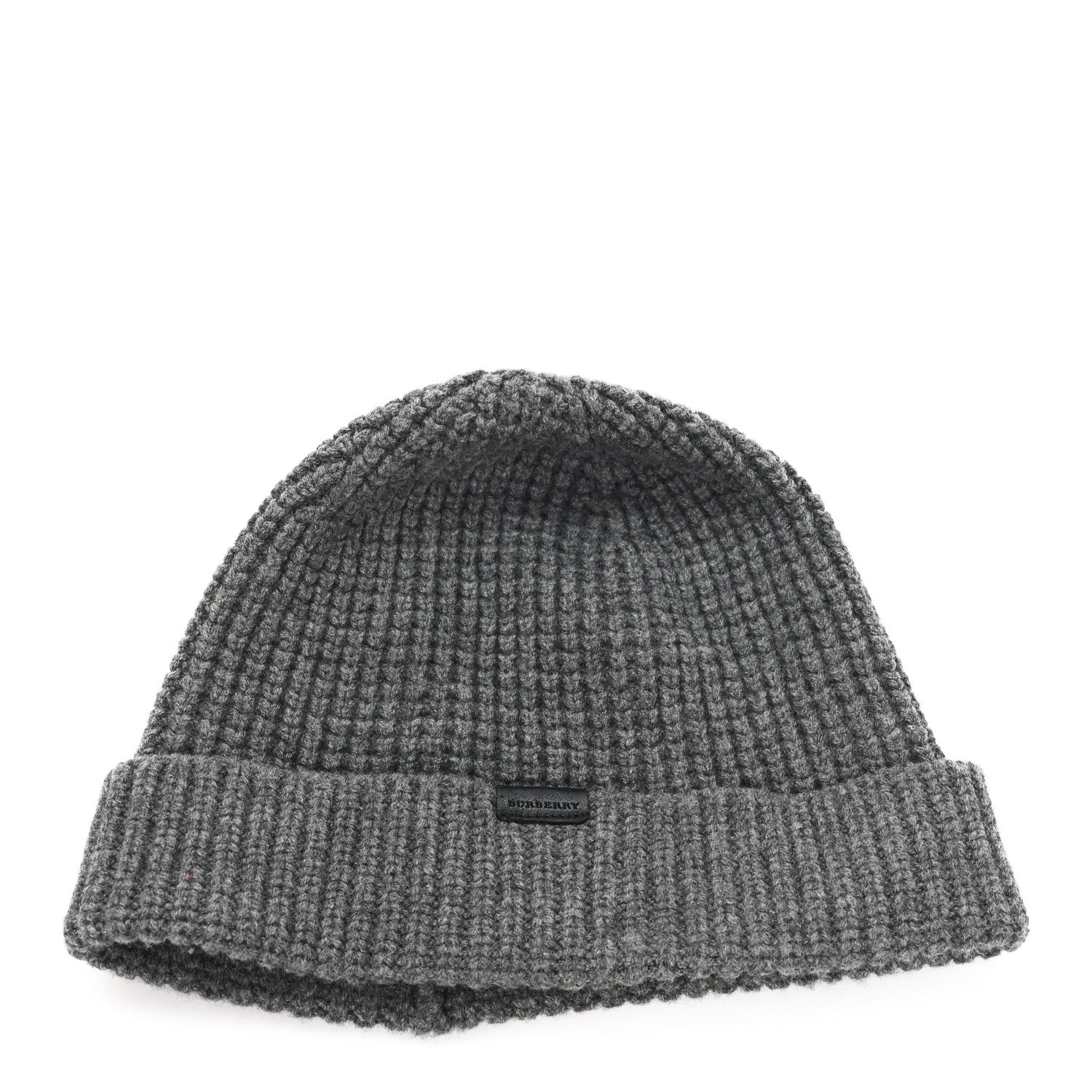 Burberry Wool Blend Ribbed Beanie Hat Grey 1 of 7