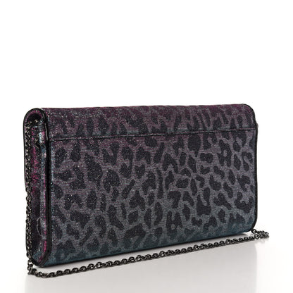 Christian Louboutin Lame Leopard Riviera Clutch Turquoise Violet 3 of 9