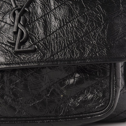 Saint Laurent Crinkled Calfskin Matelasse Monogram Medium Niki Chain Satchel Black 11 of 12