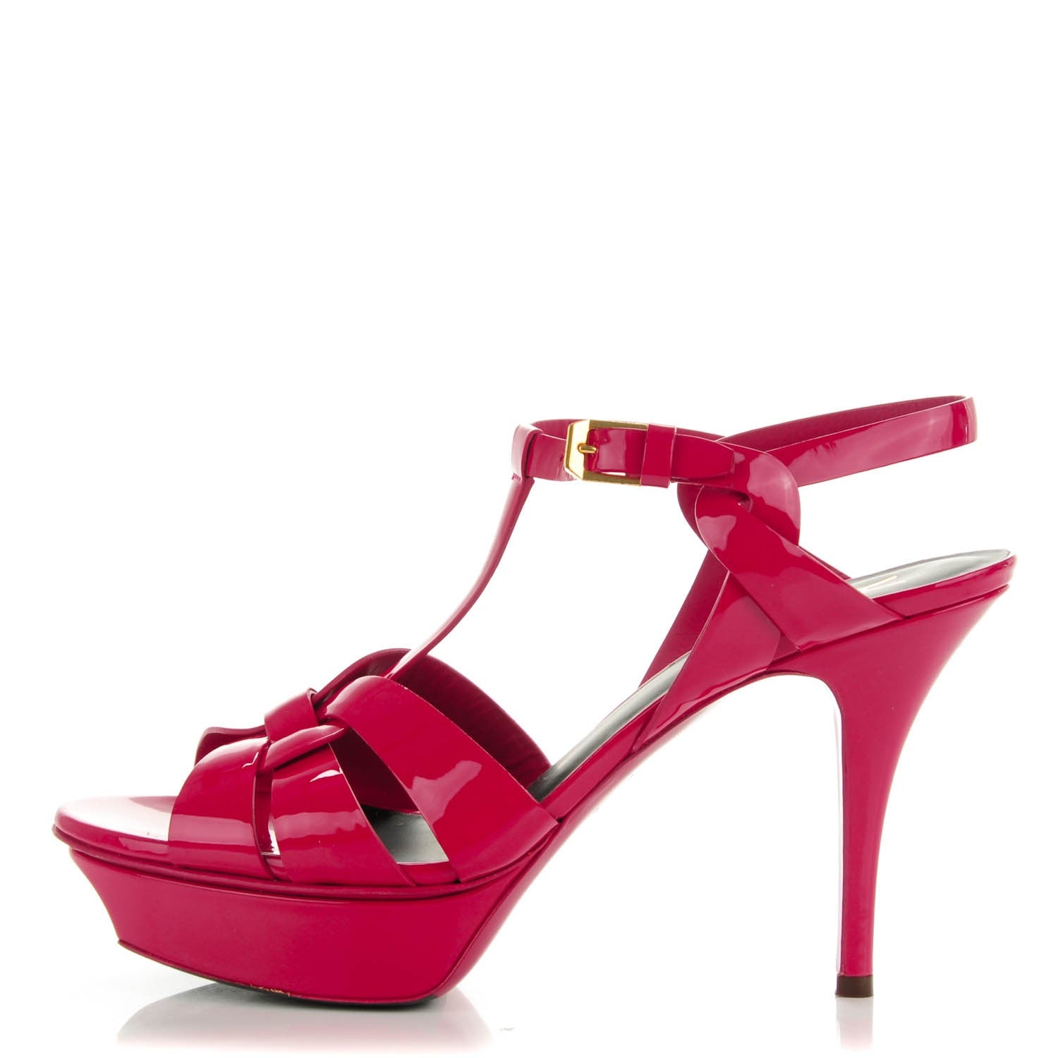 Saint Laurent Patent Tribute 75 Platform Sandals 39.5 Fuchsia 1 of 8