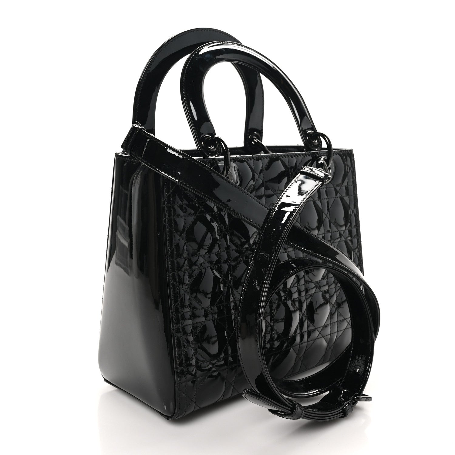 Christian Dior Ultraglossy Patent Cannage Medium Lady Dior Black 3 of 10