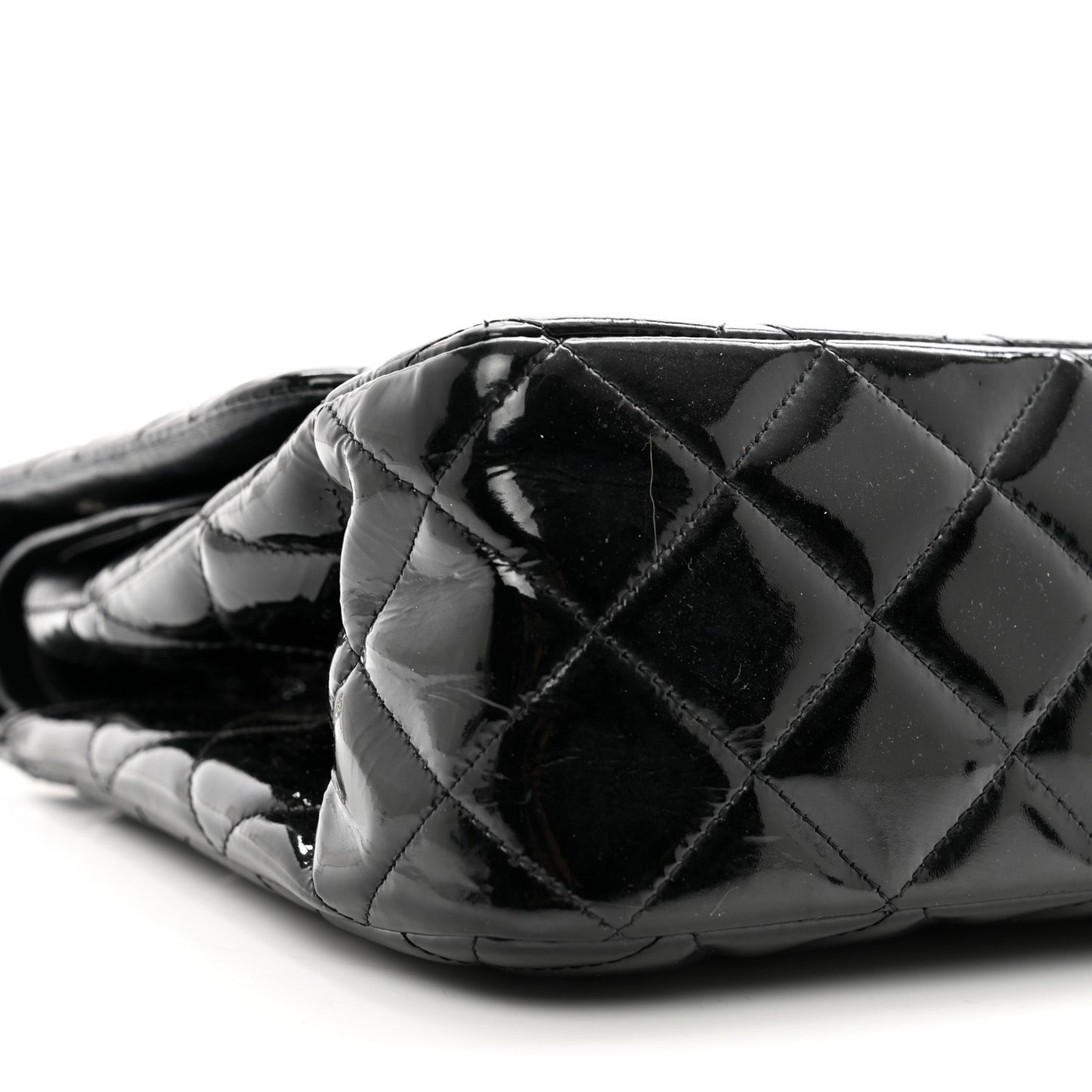 Patent Quilted Jumbo Double Flap Black