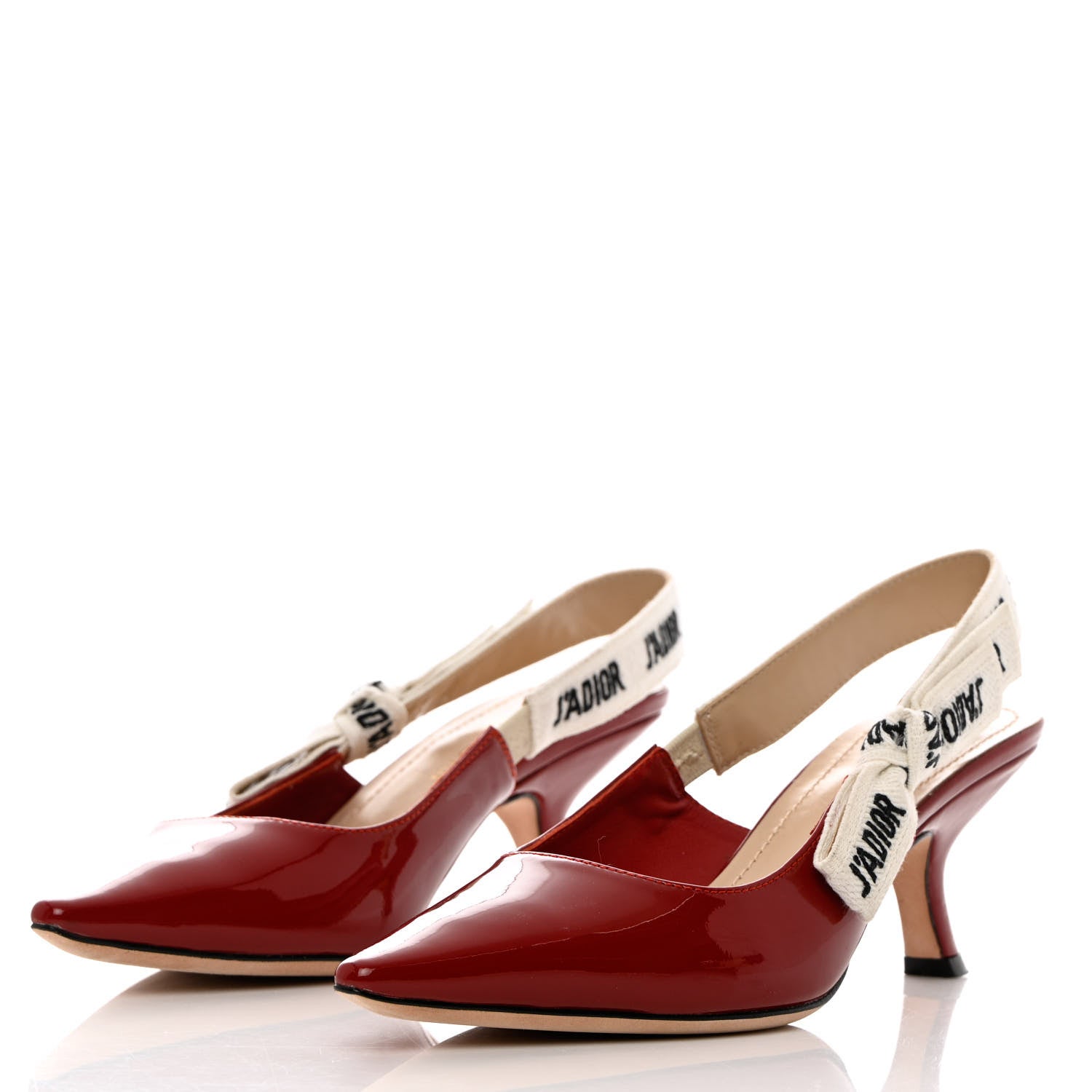 Christian Dior Patent Ribbon J'Adior Slingback 65mm Pumps 37 Scarlet 3 of 11