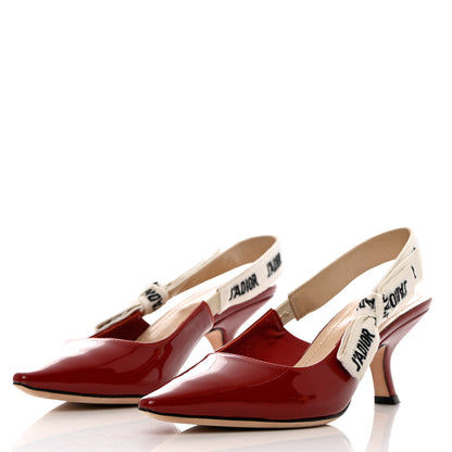 Christian Dior Patent Ribbon J'Adior Slingback 65mm Pumps 37 Scarlet 3 of 11