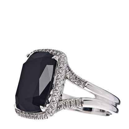 John Hardy Sterling Silver Black Onyx Diamond Classic Chain Batu Ring 54 7 3 of 6