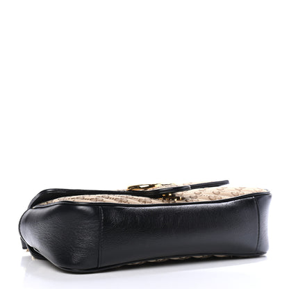 Gucci Monogram Matelasse Diagonal Small GG Marmont Shoulder Bag Beige Black 3 of 4