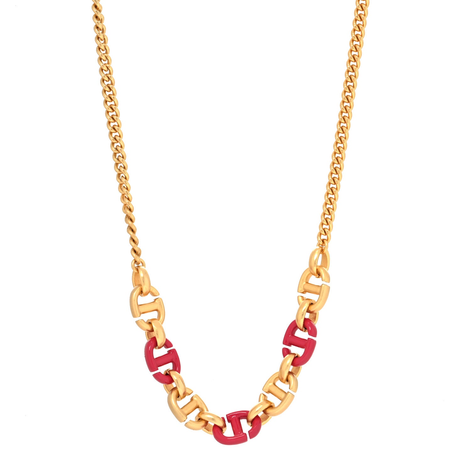 Christian Dior Metal Resin CD Logo Chain Choker Gold Raspberry 1 of 5